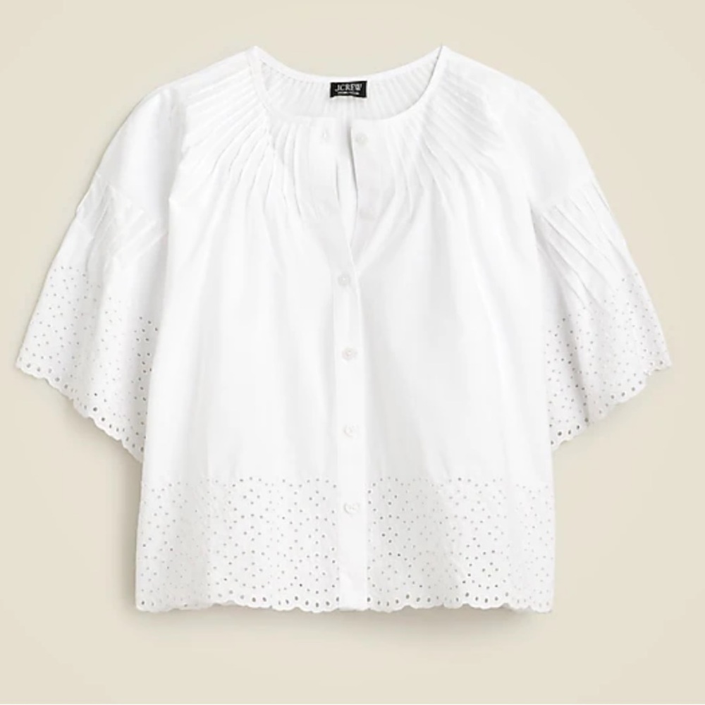 J. Crew Jolie Top in Eyelet Cotton Poplin White
